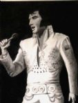 Elvis in jumpsuit in Las Vegas;
zwart-wit,houtskool en zacht potlood,50x65cm