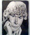 Nederlandse cabaretier, bekend van typetjes als Bram van de commune en majoor Kees; zwart-wit, houtskool, 50x65 cm