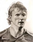 Ex-feyenoord voetballer;
zwart-wit,zacht potlood,50x65cm