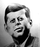 vermoorde Amerikaanse president;
zwart-wit,zacht potlood,50x65cm