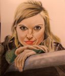 ex jakhals;nu presentatrice bij nox; kleur,pastepotlood,50x65 cm
